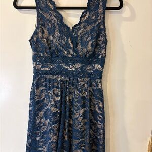 As U Wish Blue Lace Fit & Flare Dress XS Sleeveless